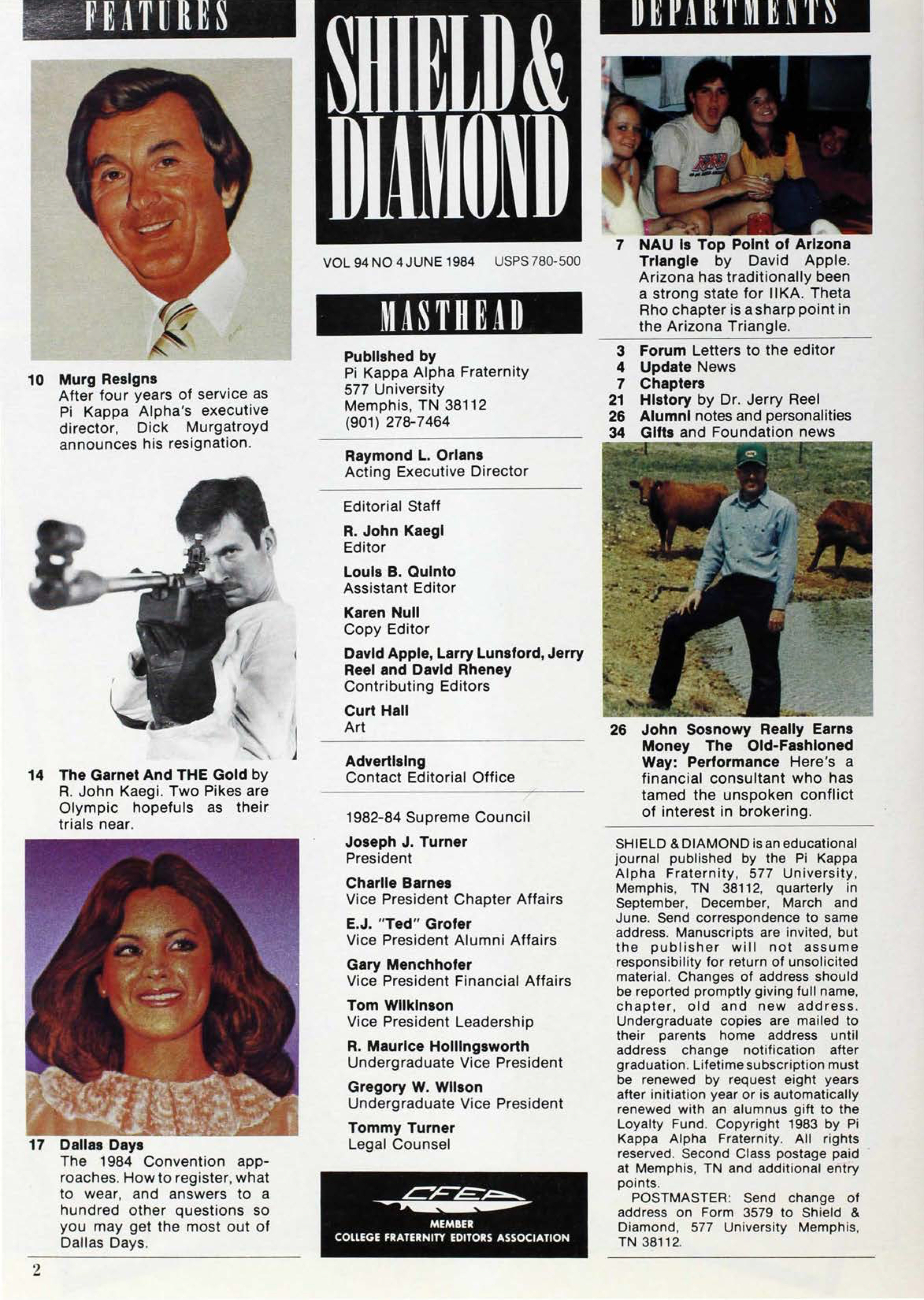 Shield & Diamond, Vol. 94, No. 4, Table Of Content